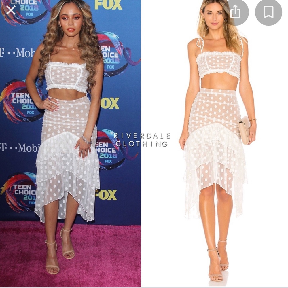 Majorelle two piece white skirt set